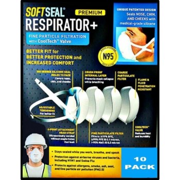 SoftSeal N95 Multi-Purpose Premium Disposable Particulate Respirator Valved White L 10 pk