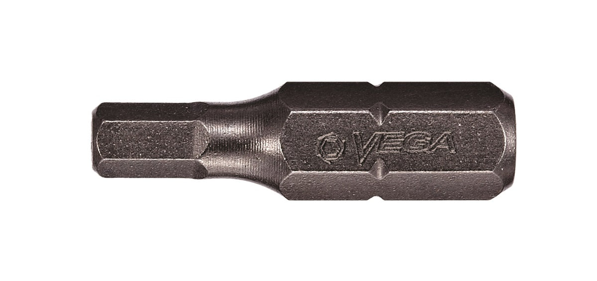 Vega Tools 2.5 mm Hex Tamper Insert Driver Bit 125HT025A - 1/4 in-Hex Shank - S2 Modified Steel - 1 in Length #036