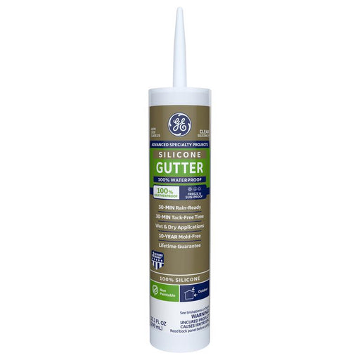 GE Advanced Clear Silicone 2 Gutter and Flashing Caulk Sealant 10.1 oz