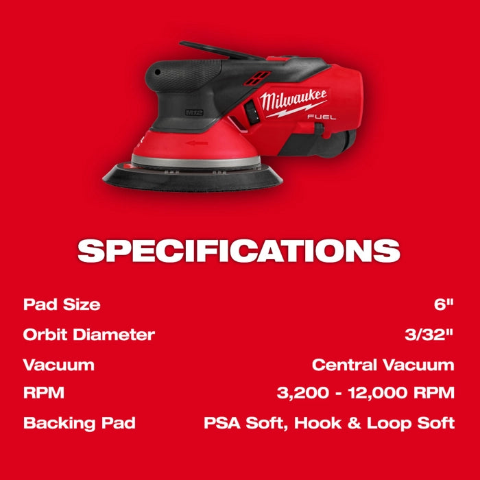 Milwaukee 2584-22CX M12 FUEL 6" Random Orbital Sander Kit (3/32")