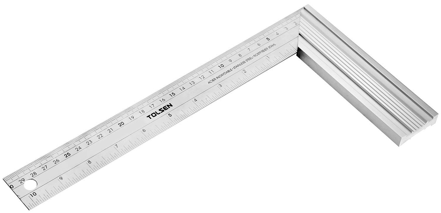 Tolsen 12″ Aluminum Alloy Angle Square (Industrial) Stainless Alloy Body (2Cr13), Aluminum base
