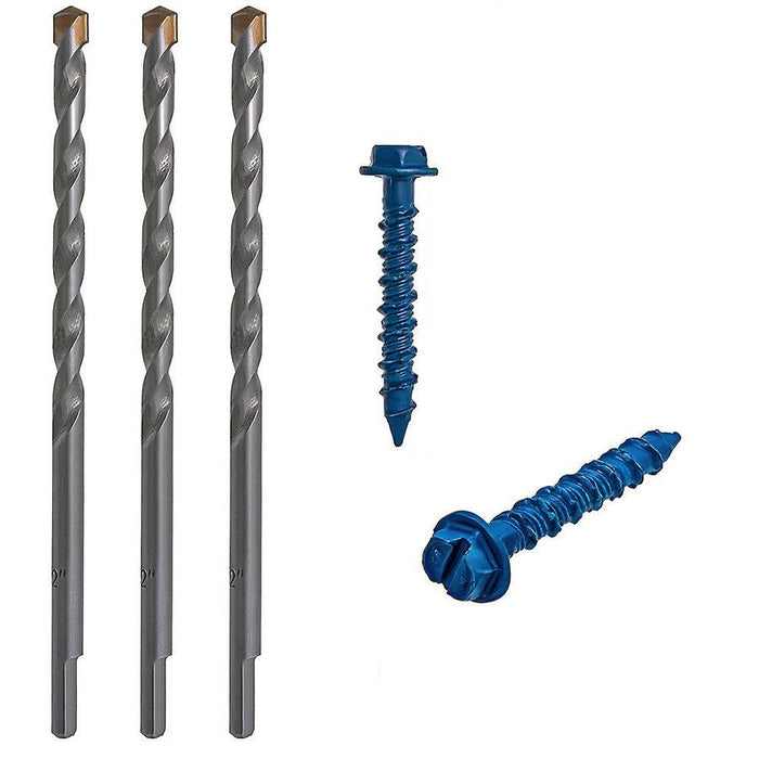 Tapcon 3/16-inch x 2-1/4-inch Climaseal Blue Slotted Hex Head Concrete Screw Anchors With Drill Bit - 225 pcs