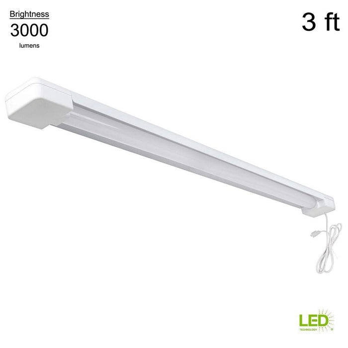 Commercial Electric 1 Light 4000K 3 ft. White Integrated LED Shop Light with 5 ft. Power Cord