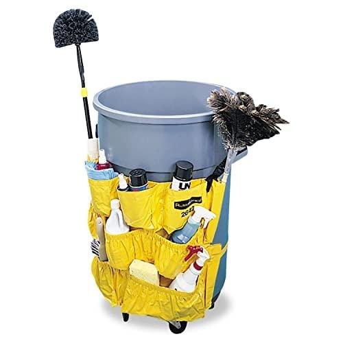 Rubbermaid Commercial Products Supply Organizing Caddy for Brute Trash Cans, Yellow, Tool Organizer Storage for Spray Bottles/Paper Towels/Gloves/Scrub Brush, 1 Count (Pack of 1)