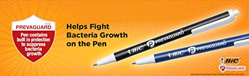 BIC PrevaGuard Clic Stic Ballpoint Pen With Built-in Protection To Suppress Bacteria Growth, Medium Point (1.0mm), Black, 12-Count