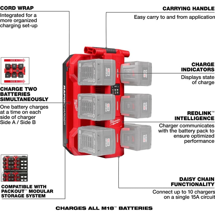 Milwaukee 48-59-1817 M18 6-Bay Daisy Chain Rapid Charger