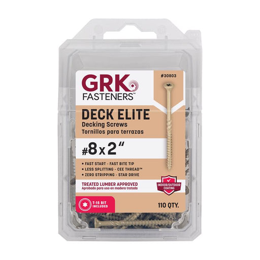 GRK Fasteners Deck Elite No. 8 in. X 2 in. L Star Corrosion Resistant W-Cut Wood Screws 110 pk