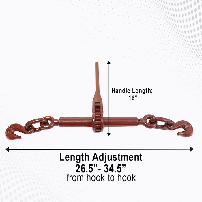 Boxer 2 Pack 3/8”– 1/2” Heavy Duty Ratchet Chain Load Binder with Forged Grab Hooks - Working Load Limit 9200lbs Chain Binder Tie Down