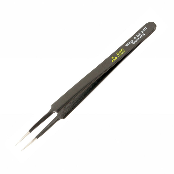 Wiha 44509 Tapered To Tip Professional Quality ESD Tweezers with Extra Fine Points