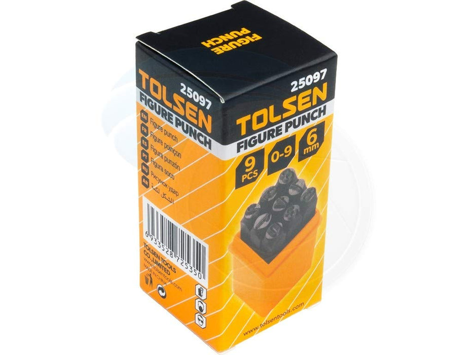 Tolsen Steel Punch Stamp Die Set Metal Steel Tool Numbers 0-9 9-Piece Set 6mm