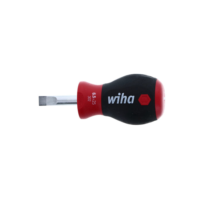 Wiha 30265 Stubby Slotted Screwdriver with SoftFinish Handle, 6.5 x 25mm