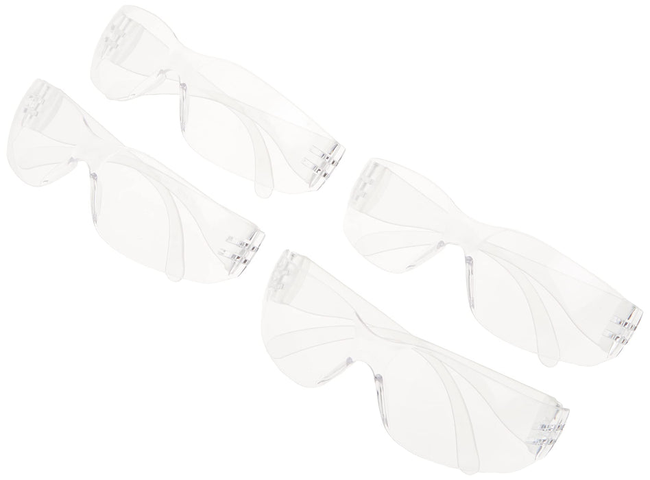 3M 90834-00000B Indoor Safety Eyewear, Clear Lens, Contractor Pack, 4-Pack