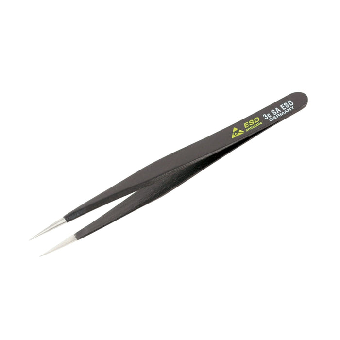 Wiha 44507 Stainless Steel Standard Fine Point Professional ESD Precision Tech Tweezer, 110mm Overall Length
