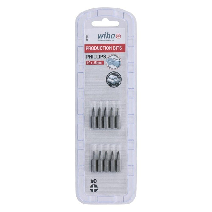 Wiha - 71100 #0 Phillips Insert Bit Pack of 10 Bits