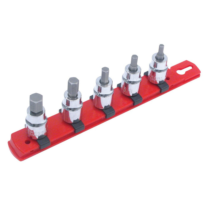 Wiha 71394 5-Piece Metric Hex Bit Socket Set on Molded Rails