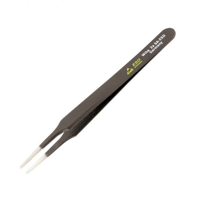 Wiha 44505 Flat Round Professional Quality ESD Tweezers with Smooth Sides