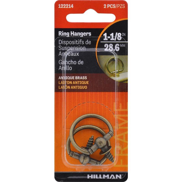 HILLMAN Antique Gold Round Ring Hanger 2 pk