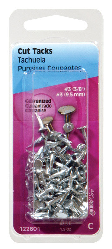 HILLMAN No. 8 X 9/16 in. L Galvanized Silver Steel Cut Tacks 1.75 pk