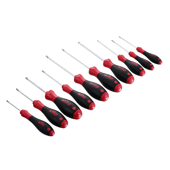 Wiha SoftFinish Grip ScrewDriver Set, Slotted, Phillips, and Square 10-Piece Set