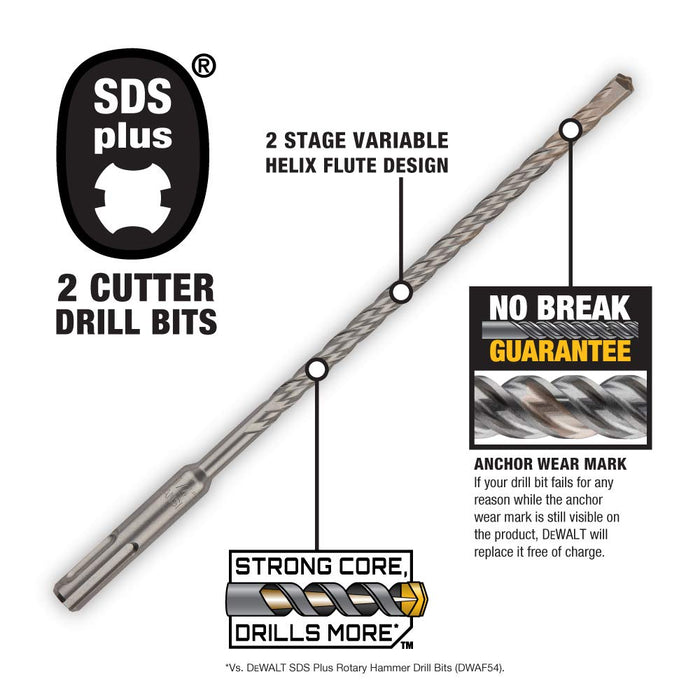 DEWALT DW5406 3/16-Inch by 10-Inch by 12-Inch Rock Carbide SDS Plus Hammer Bit