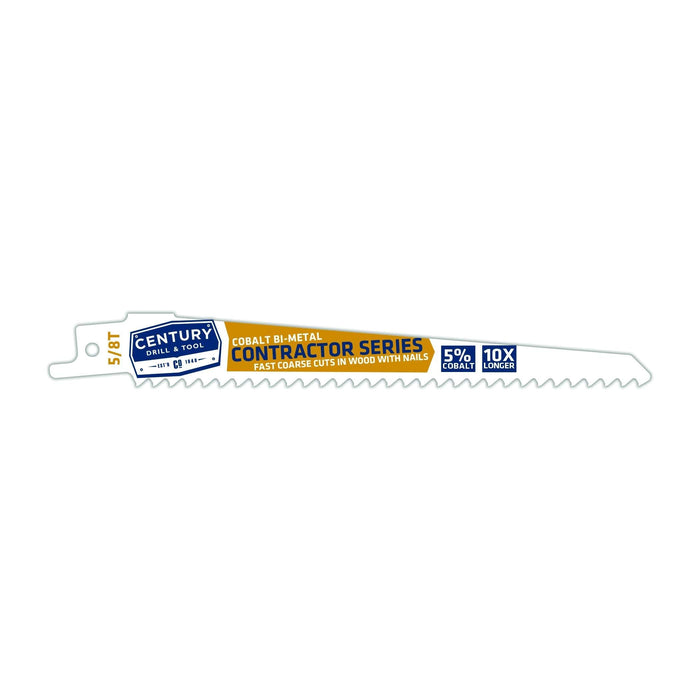 Century Drill & Tool 07602 6" Contractor Series Bi-Metal Reciprocating Saw Blade, 5/8T