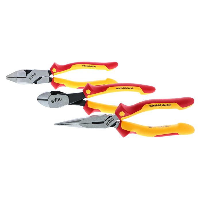 Wiha 3 Piece Insulated Industrial Grip Pliers and Cutters Set