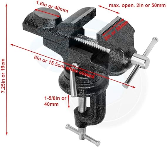 Tolsen Portable Swivel Base Work Bench Table Top Vice Vise 2inch 50mm Anvil