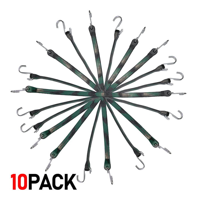 10-Pack Boxer 31" Rubber Bungee Cords Heavy Duty Outdoor with 55" Max Stretch 176lbs Load - 100% EPDM Weather Proof Camo Bungee Straps with Crimped S Hook - Truck, Tarps, Motorcycle, RV