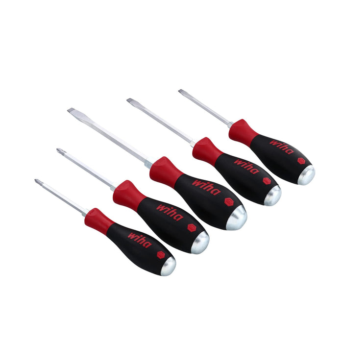 Wiha 53090 Screwdriver Set, Slotted and Phillips, Extra Heavy Duty, 5 Piece