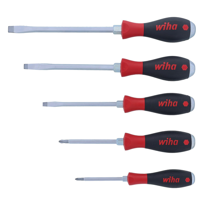 Wiha 5 Piece SoftFinish X Heavy Duty Slotted and Phillips Screwdriver Set