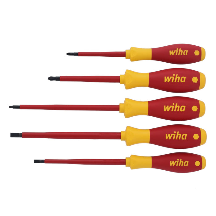Wiha 5 Piece Insulated SoftFinish Slotted/Phillips/Square Screwdriver Set