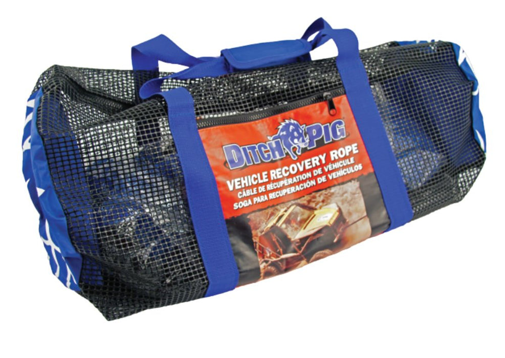 DitchPig 447551 Kinetic Energy Vehicle Recovery Double Nylon Braided Rope with Duffel Bag, 1-1/2" x 30', 64,300 lbs. Breaking Strength