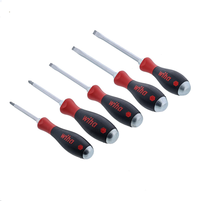 Wiha 5 Piece SoftFinish X Heavy Duty Slotted and Phillips Screwdriver Set