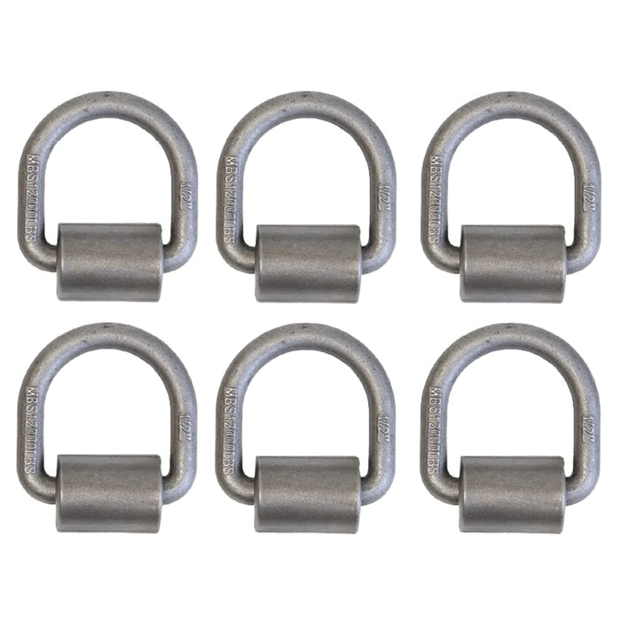 Boxer ½” Weld-On Heavy Duty Forged D Rings, 6 Pack 12,000 Pounds, Raw Finish, for Flatbeds Tie-Down Anchor