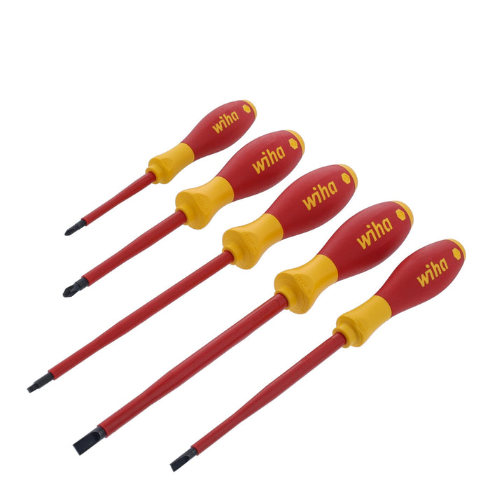 Wiha 5 Piece Insulated SoftFinish Slotted/Phillips/Square Screwdriver Set