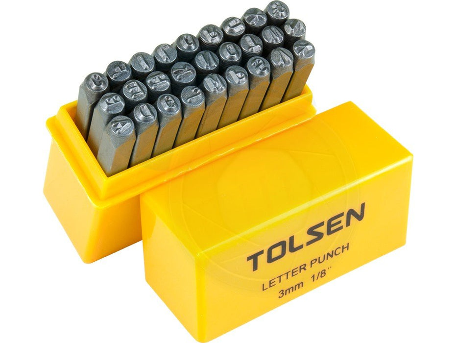 Tolsen Steel Punch Stamp Die Set Metal Tool Letters (A-Z) 27-Piece Set 3mm