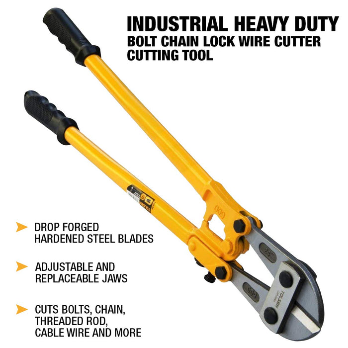 Tolsen 42" Bolt Cutters Heavy Duty for Padlocks, Chain, Rods, Rivets, and Wire Cutter - Ergonomic Non-Slip Handle Bolt Cutter - 42'' Bolt Cutter