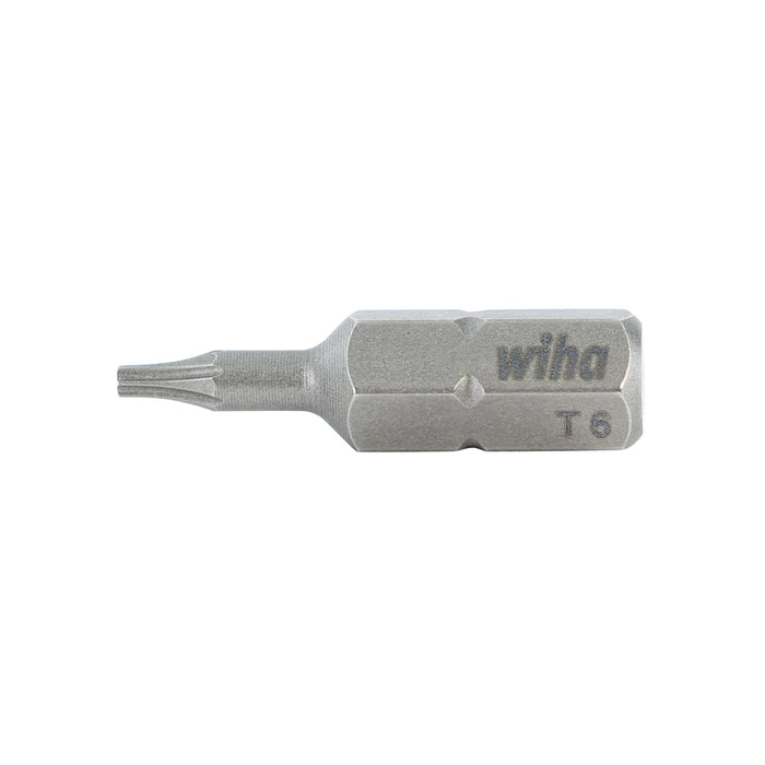 Wiha Torx Insert Bits, 1/4-Inch Hex Drive T6 by 25 mm 10-Pack