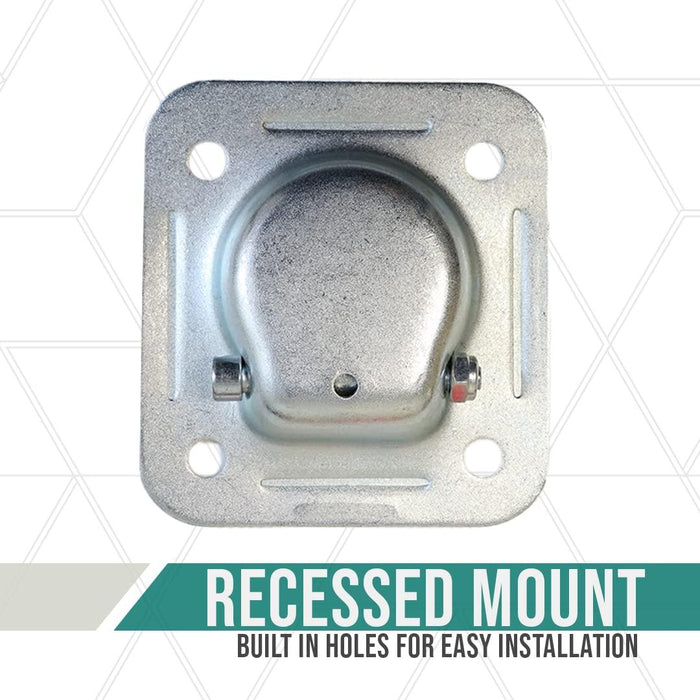 Boxer 12 Pack Heavy Duty Recessed D Ring Trailer Floor Mount, Zinc Plated, Bolt-On Anchor - Square 4 Inch