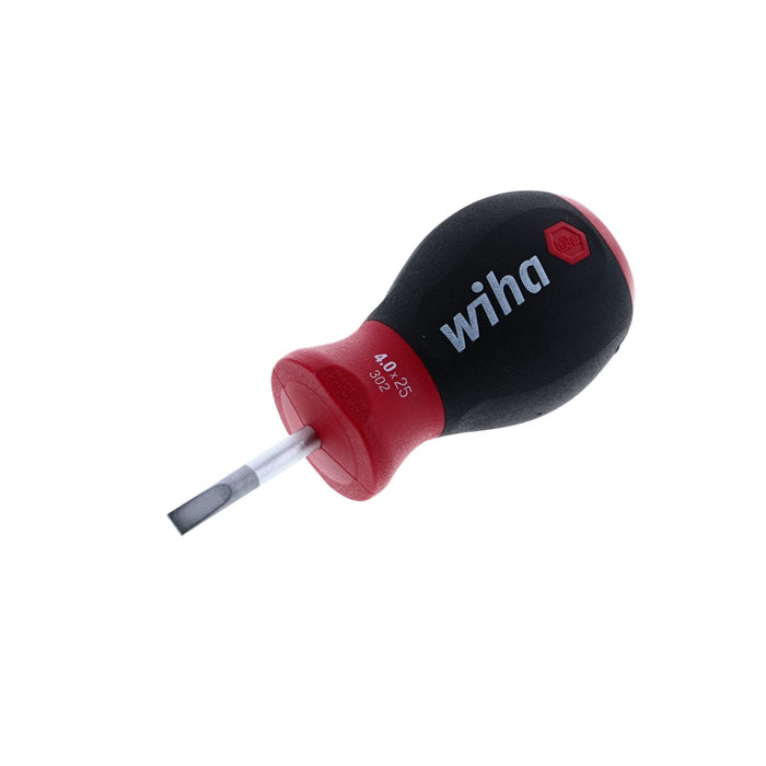Wiha 30239 Stubby Slotted Screwdriver with SoftFinish Handle, 4.0 x 25mm