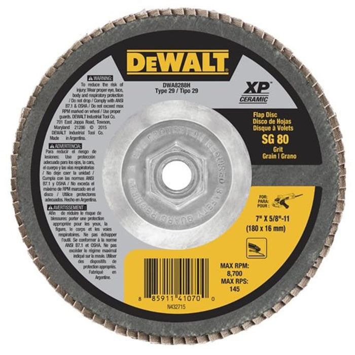 DEWALT DWA8288H 60G T29 Xp Ceramic Flap Disc, 7" X 7/8"