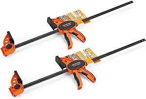 JORGENSEN 2-pack Ratchet Bar Clamps Set, Medium Duty, 12-inch One Hand Clamp, E-Z Hold Expandable Spreader