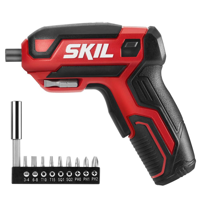 SKIL Rechargeable 4V Cordless Screwdriver Includes 9pcs Bit, 1pc Bit Holder, USB Charging Cable - SD561801