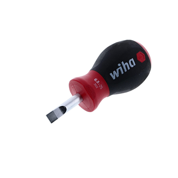 Wiha 30265 Stubby Slotted Screwdriver with SoftFinish Handle, 6.5 x 25mm