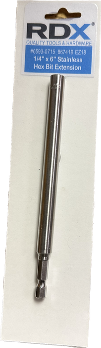 RDX 1/4 HEX 6-Inch Extension Bit Stainless Steel