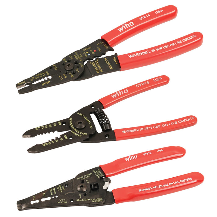Wire Strippers/Crimpers/Pliers Set, 3 Piece