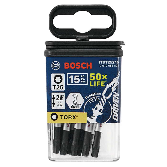 BOSCH ITDT25215 15 pc. Driven 2 in. Impact Torx� #25 Power Bits