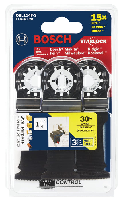 BOSCH Starlock Oscillating Multi Tool All Purpose Bi-Metal Plunge Cut Blade for Applications in Wood, Wood with Nails, Drywall, PVC, Metal (Nails and Staples)