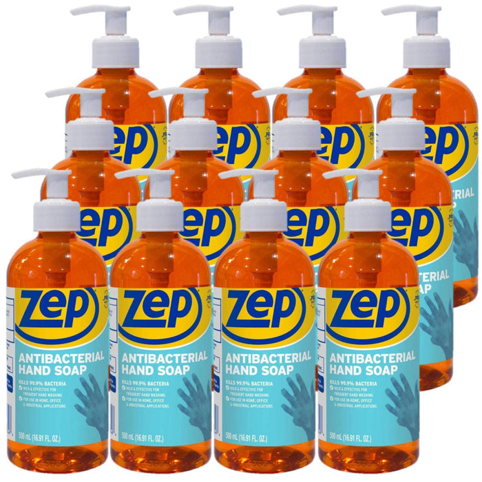 Zep Industrial Antibacterial Hand Soap - 16.9 Ounce (Case of 12) R46124 - Mild Formula, Removes Dirt and Soils From Hands