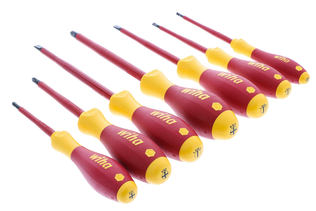 Wiha (WIHAA) Wiha 32099 Long Reach 1000-Volt VDE Insulated Screwdriver Set 7-Piece Slotted and Phillips